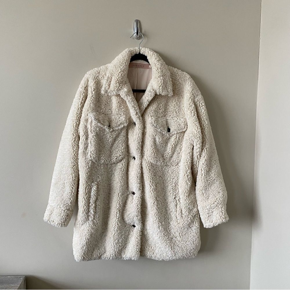 Esqualo-Fluffy Soft Teddy Coat- Off White